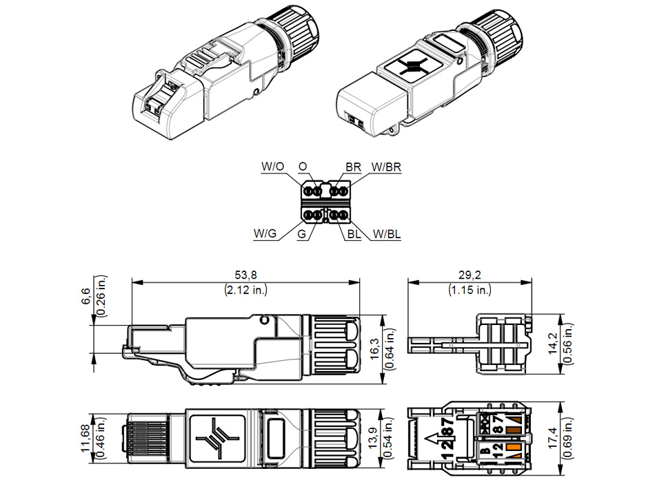 Connecteur RJ45 Ethernet Cat 8.1 High-End Métal