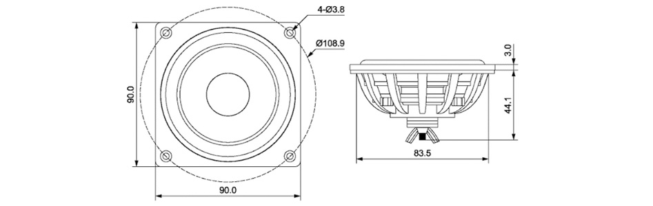 Dayton Audio DMA90-PR Radiateur Passif Aluminium 38Hz Ø8.9cm