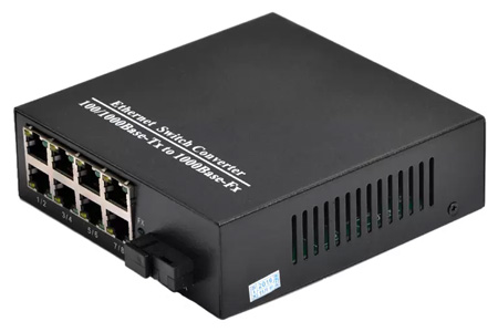 Convertisseur Switch Ethernet 8x RJ45 1x Fibre Optique - Audiophonics