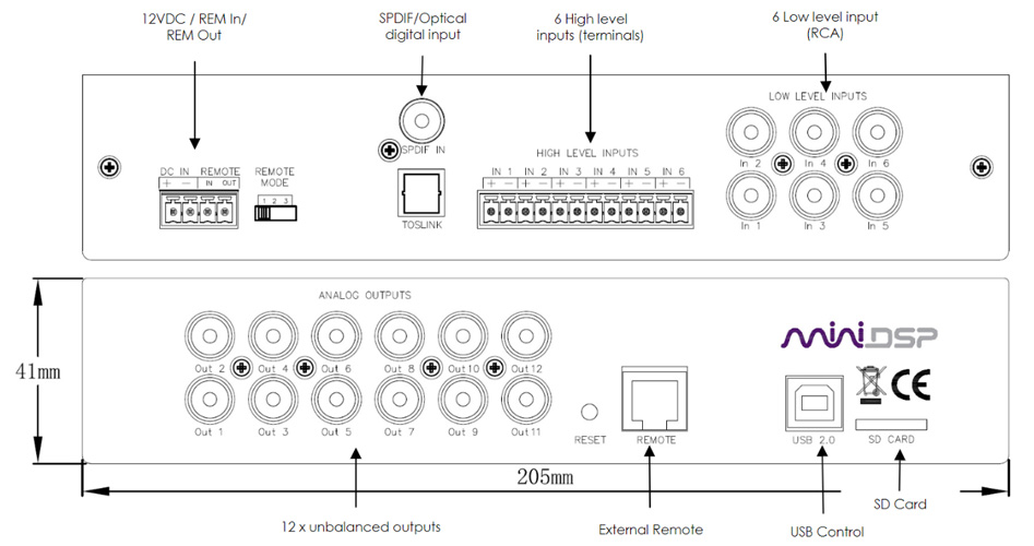 MiniDSP C-DSP 8x12 DL Processeur Audio DSP Dirac Live SHARC ADSP21489 12 Canaux