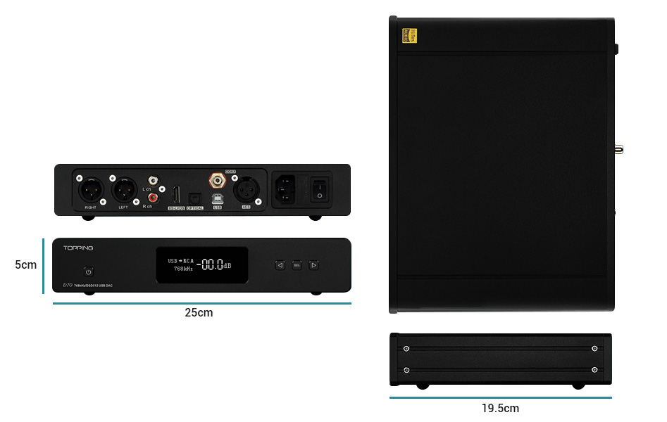 Topping D70 DAC 2x AK4497 XMOS XU208 AK4118 32bit 768kHz DSD512