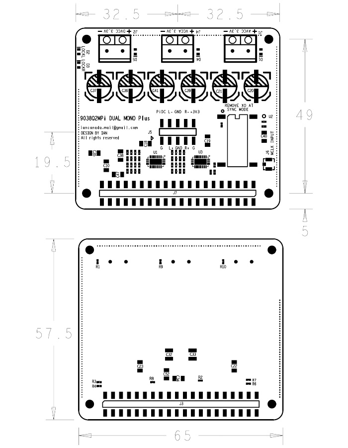 Ian Canada Dual Mono ES9038Q2MPi DAC HAT Raspberry Pi / I2S & SPDIF / PCM DSD