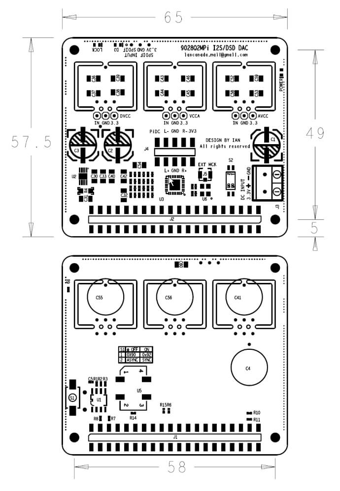 Dimensions et entraxes Ian Canada Dual mono 9038 ESS SABRE