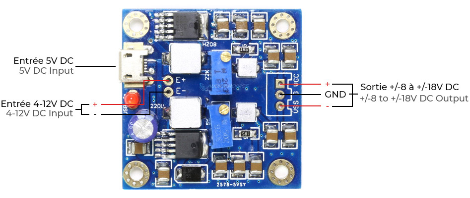 Module d'alimentation Convertisseur DC-DC 4-12V DC vers +/-8 à +/-18V DC 1.5A