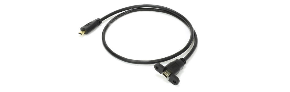 Pass Cloison Micro HDMI Mâle vers Micro HDMI femelle Plaqué Or 50cm