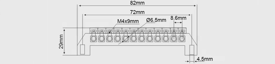 Domino isolé 7 ports Ø6.5mm