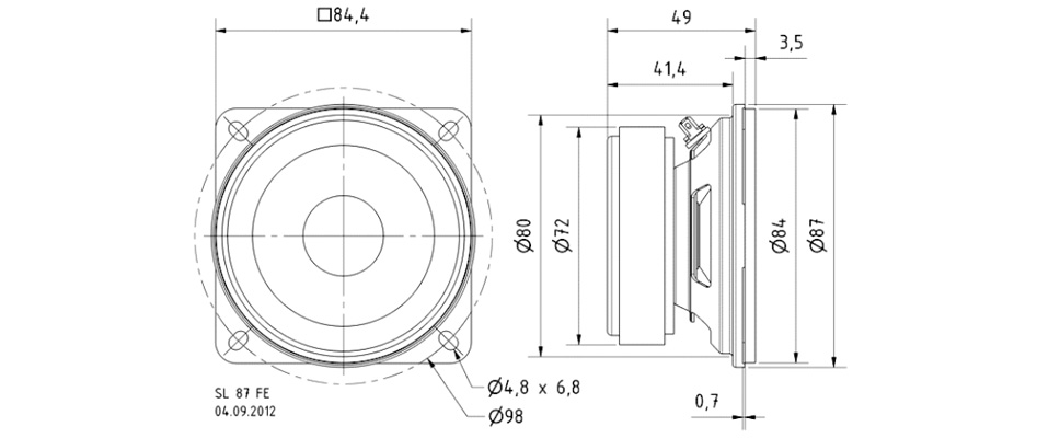 Visaton SL 87 FE Haut-Parleur Large Bande 10W 8 Ohm 87dB 75Hz - 18kHz Ø8.5cm