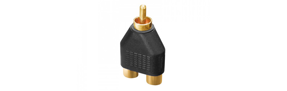 DYNAVOX Adaptateur 1x RCA Mâle vers 2x RCA Femelles Plaqué Or