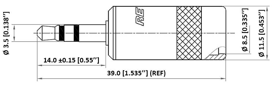 Neutrik Rean NYS231BG-LL Connecteur Jack 3.5mm Stéréo Mâle Plaqué Or Ø8mm (Unité)