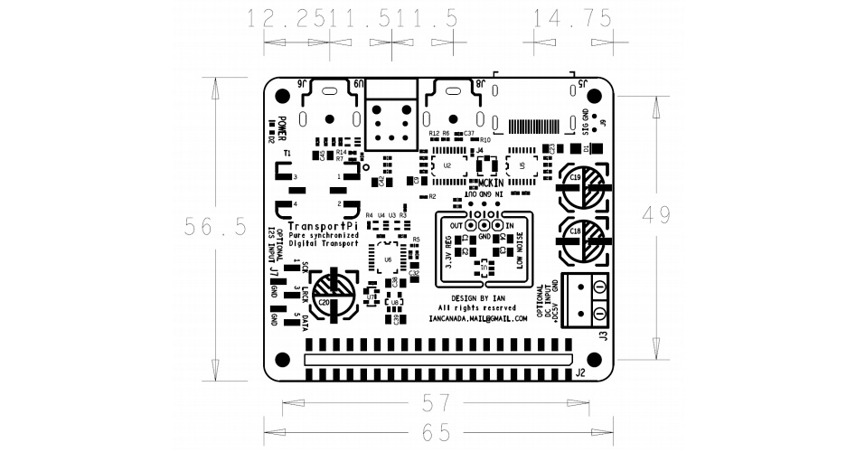 Ian Canada TransportPi Interface Numérique Low Jitter SPDIF pour Raspberry Pi