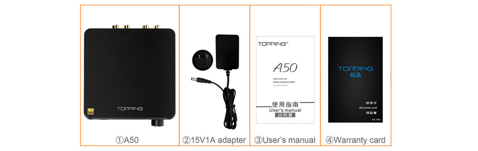 Topping A50 Amplificateur Casque Symétrique Noir