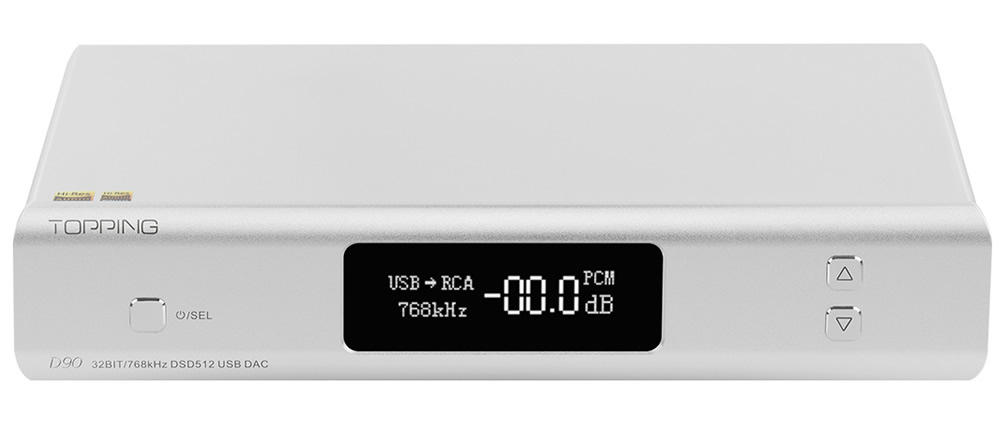 Topping D90 DAC Symétrique AK4499 XMOS XU208 I2S 32bit 768kHz DSD512 Argent