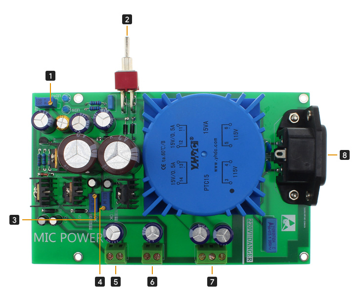 Module alimentation fantôme régulée symétrique 48V 5V +15/0/-15V