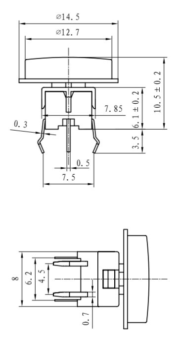 Schéma dimensions bouton poussoir