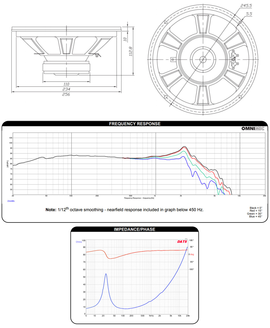 Dayton Audio DC250-8 Haut-Parleur de Grave 70W 8Ω 88dB 25Hz - 2500Hz Ø25.4cm