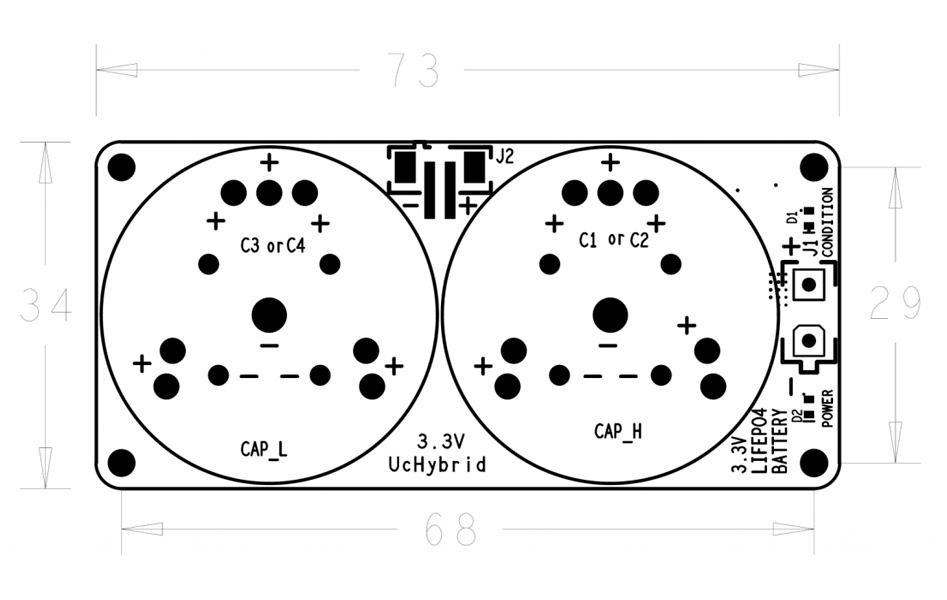 Ian Canada UcHybrid Conditionneur de Signaux à Supercondensateurs pour Batterie LifePO4 3.3V