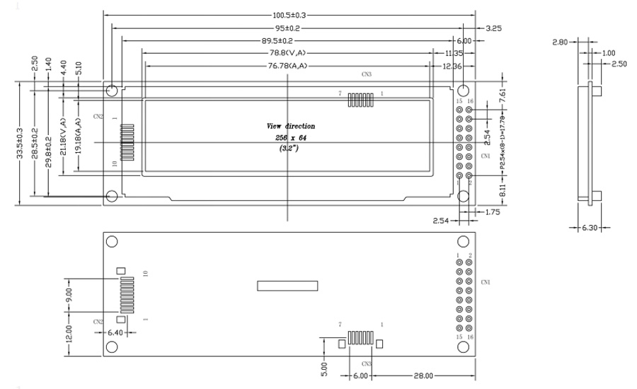 Écran OLED 3.12 SPI / IIC 256x64 Blanc