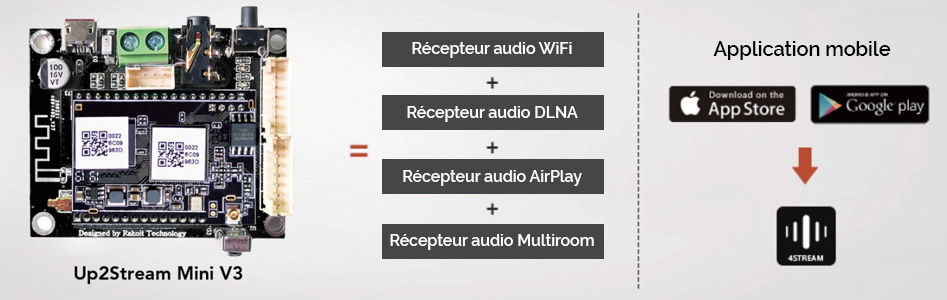Arylic Up2Stream Mini V3 Module Récepteur Bluetooth 5.0 WiFi DLNA UPnP AirPlay