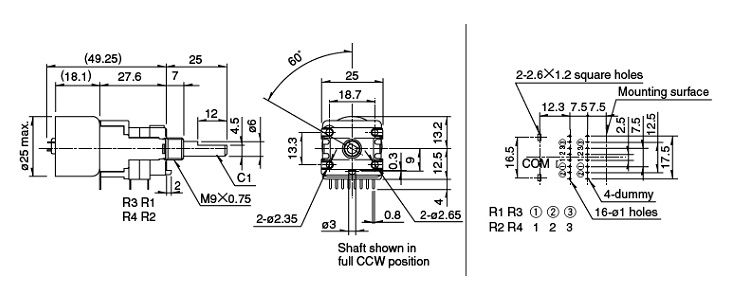 ALPS RK168 Potentiomètre Motorisé 4 Voies Logarithmique 100K Ohm