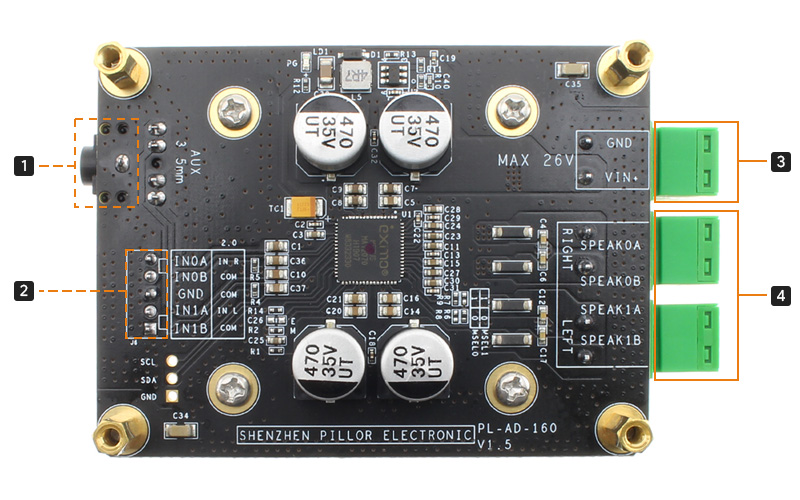 Module Amplificateur 1.0 / 2.0 / 2.1 / 4.0 Class D MA12070 160W 4 Ohm