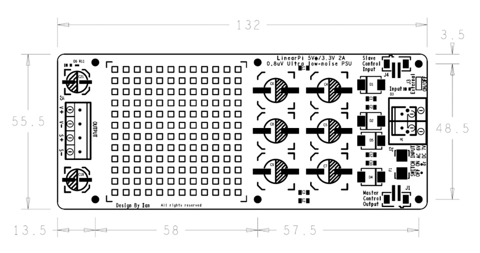 Ian Canada LinearPi Module Alimentation Linéaire Ultra Faible Bruit 5V / 3.3V 2A