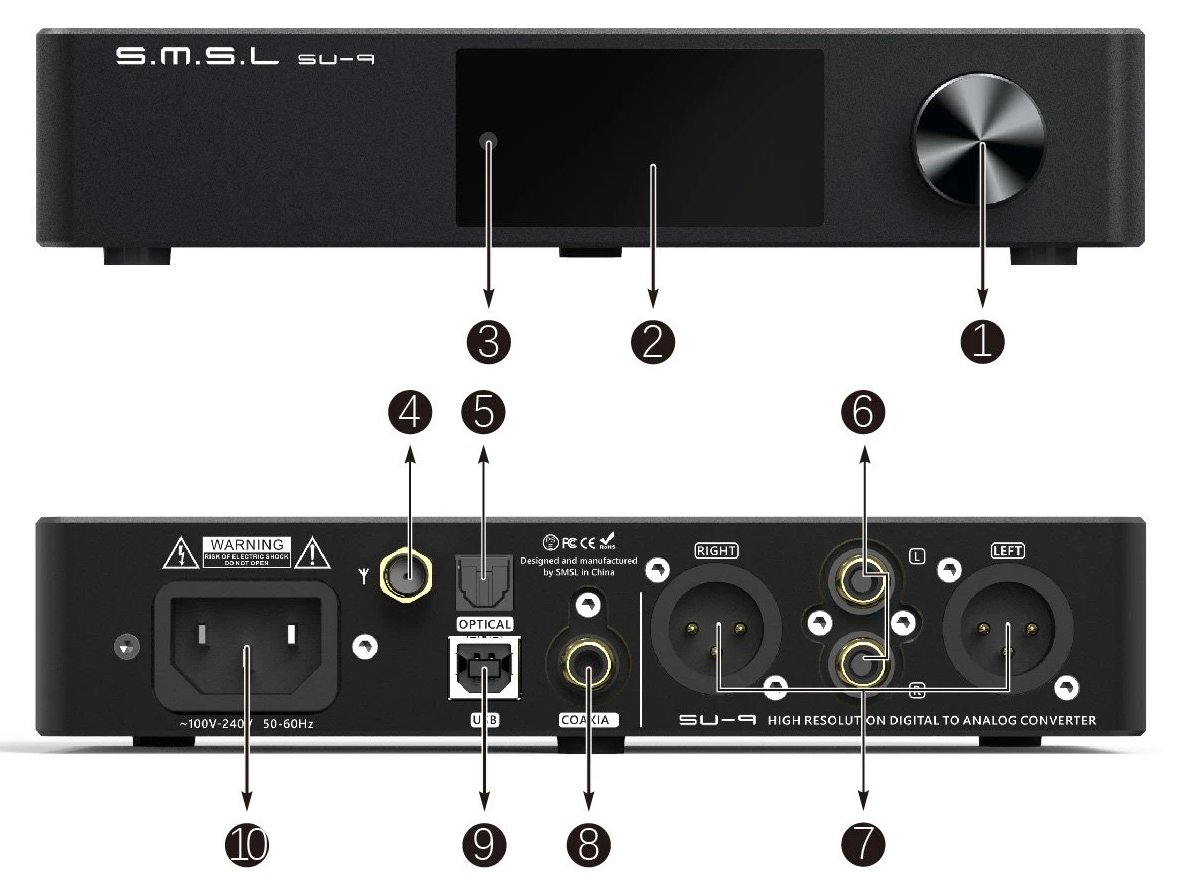 SMSL SU-9 DAC ES9038Pro USB XMOS Bluetooth 5.0 32bit 768kHz DSD512