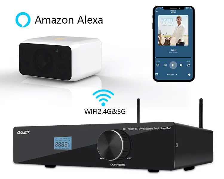 CloudyX CL-300W A98 Amplificateur WiFi DLNA AirPlay2 Bluetooth 5.0 2x275W 4 Ohm