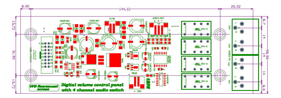 Module sélecteur de source 4 canaux avec afficheur et télécommande