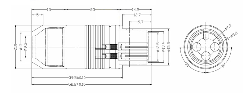 EIZZ EZ-205 Connecteur XLR Femelle 3 Pôles PTFE Plaqué Platine Ø9mm Noir (Unité)