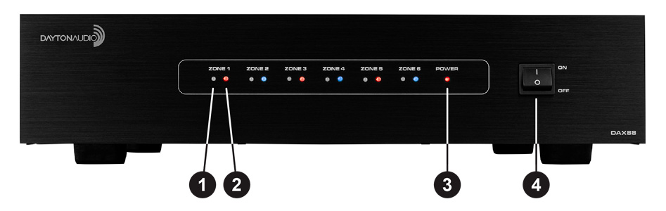 Dayton Audio DAX88 Amplificateur 8 Sources 8 Zones WiFi 60W 4Ω