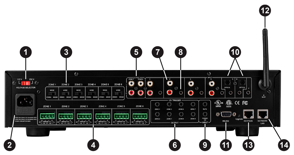 Dayton Audio DAX88 Amplificateur 8 Sources 8 Zones WiFi 60W 4Ω