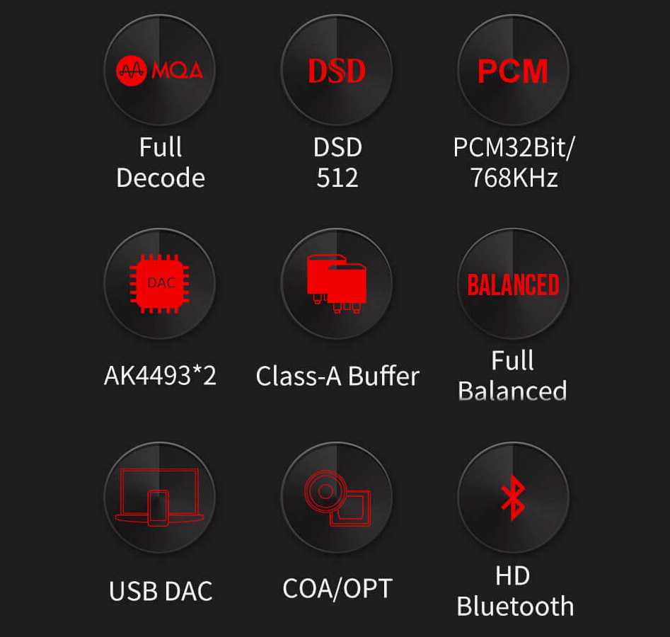 xDuoo XA-10 Amplificateur Casque DAC Symétrique 2x AK4493 Bluetooth 5.0 32bit 768kHz DSD512