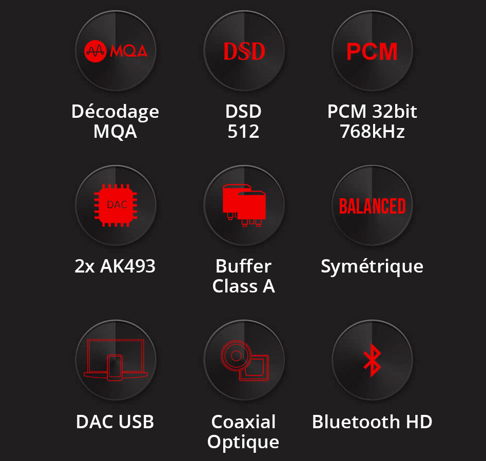 xDuoo XA-10 Amplificateur Casque DAC Symétrique 2x AK4493 Bluetooth 5.0 32bit 768kHz DSD512