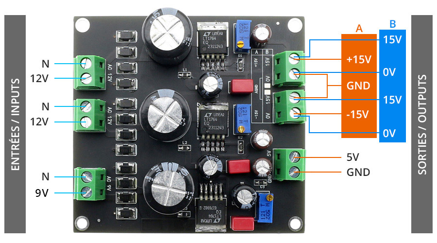 Module d'alimentation< LT1764 +/-15VAC 2x15VAC 5VAC