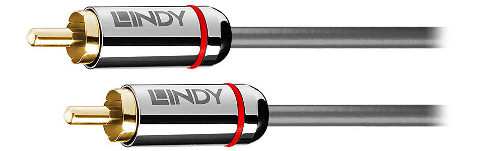 Lindy Cromo Line RCA Câble de modulation RCA-RCA Cuivre Plaqué Or 0.5m (La paire)