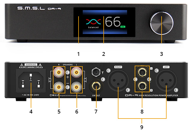 SMSL DA-9 Amplificateur Class D Symétrique 2x Infineon Bluetooth 5.0 2x90W 4 Ohm