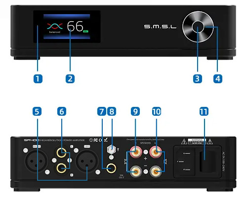 SMSL SA400 Amplificateur Class D Symétrique 2x MA12071 Bluetooth 5.0 2x230W 4 Ohm