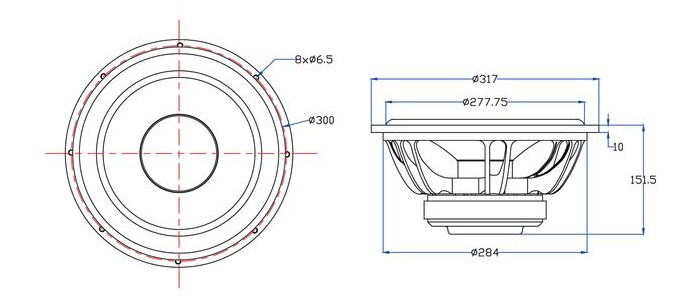 Fountek FW322 Haut-Parleur Subwoofer 300W 4 Ohm 90dB 40Hz - 900Hz Ø30.5cm