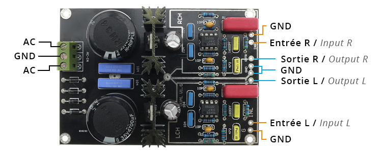 Module préamplificateur phono faible bruit AOP JRC5532