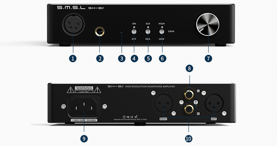 SMSL SH-8s Amplificateur casque symétrique OPA564 2x6W 16Ω