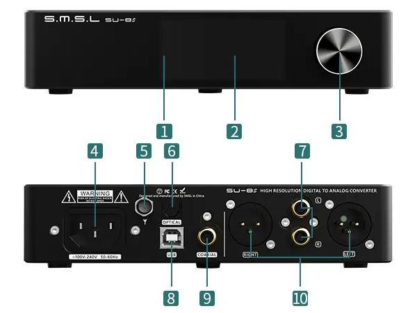 SMSL SU-8s DAC Symétrique ES9068AS USB XMOS 32Bit 768kHz DSD512 MQA