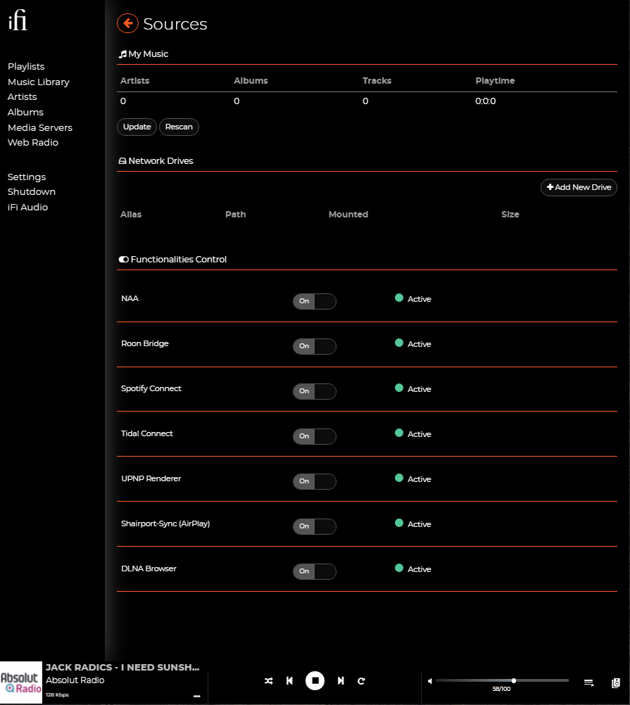 IFI AUDIO ZEN STREAM Lecteur Réseau Audio Hi-Res WiFi DLNA 32bit 384kHz DSD256 MQA