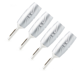 Viborg VB402R Fiches bananes Cuivre Pur Plaqué Cuivre OFC / Argent / Rhodium Ø9mm (Set x4)