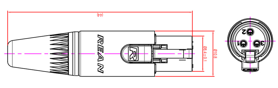 Rean Neutrik RT3FC-B Connecteur Mini XLR 3 Pôles Femelle Plaqué Or Ø4mm