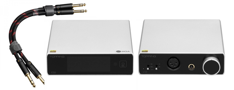 Pack Topping DAC Symétrique E50 + Amplificateur Casque Symétrique L50 + Câbles Jack 6.35mm TCT1