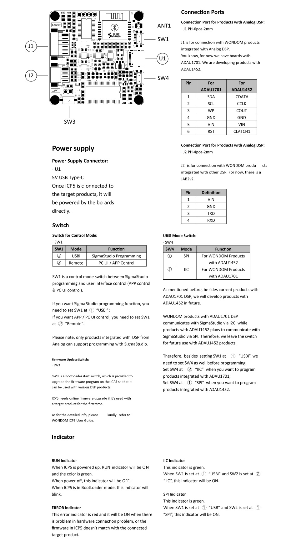 Wondom ICP5 Programmateur pour JAB Interface USB UART Application Bluetooth