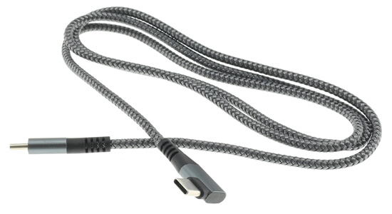 Câble USB-C Vers USB-C Coudé 90°, 100W, 1 Mètre - Charge Rapide PD 3.0 PPS | Compatible MacBook, IPad, Samsung Galaxy, IPhone | Gainé Nylon Robuste
