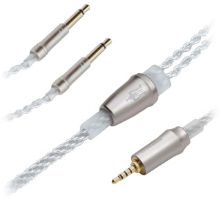 Meze 99 Series Upgrade Câble de modulation Jack 2.5mm symétrique vers 2x Jack 3.5mm Cuivre OFC plaqué Argent 1.2m