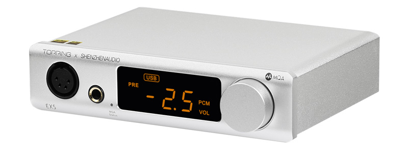 Topping EX5 Amplificateur Casque DAC 2x ES9038Q2M Bluetooth 5.0 LDAC 32bit 768kHz DSD512 MQA Argent