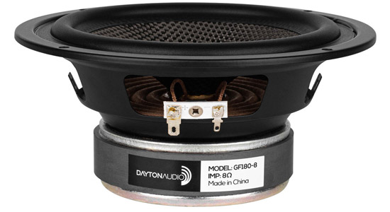 Dayton Audio GF180-8 Haut-Parleur de Grave Fibre de Verre 40W 8 Ohm 88dB 50Hz-5000Hz 16.5cm